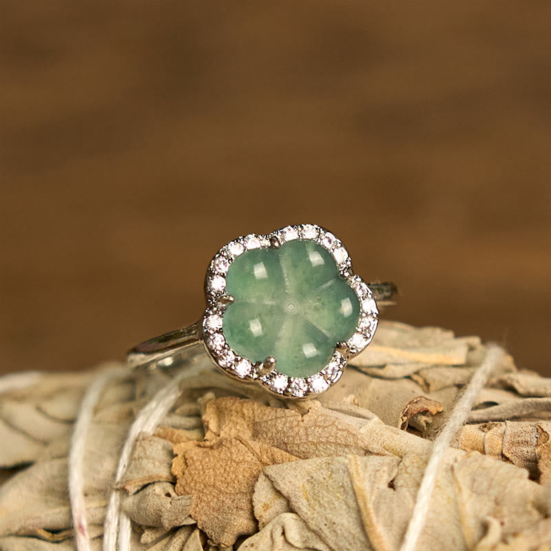 10 mm Jade-Blumen-Legierungsring für Wohlstand und Ausgeglichenheit