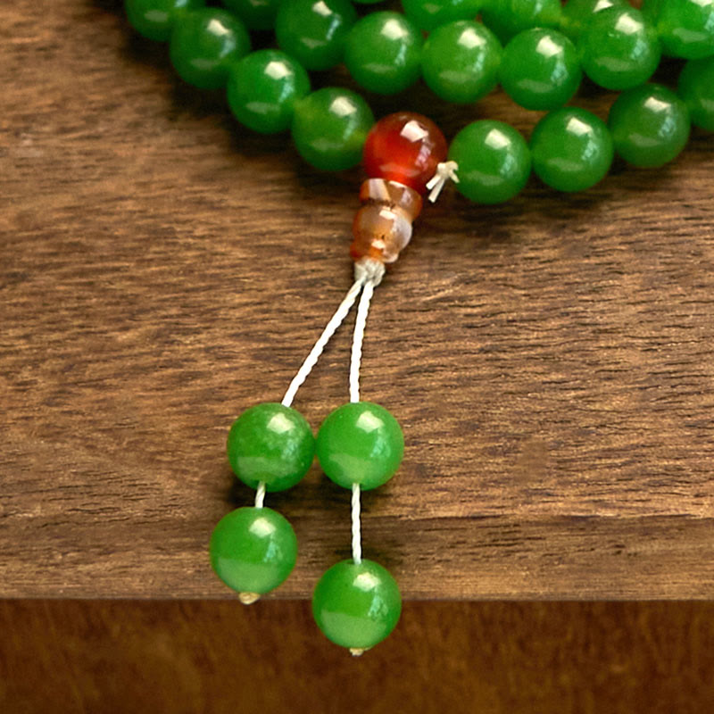 Cyan-Jade-Mala-Armband mit 108 Perlen für Glück und Heilung