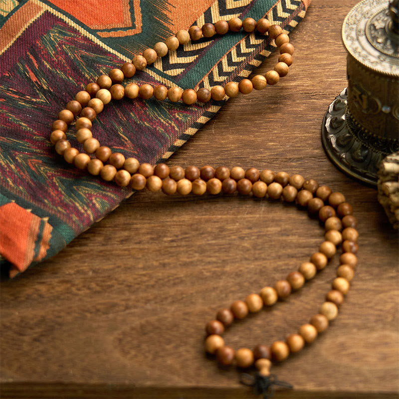 108 Perlen Blitzschlag Pfirsichholz Schutzarmband