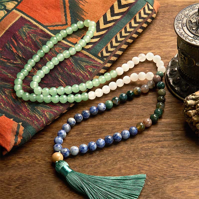 108 Bead Green Aventurine Mala Bracelet for Luck & Balance