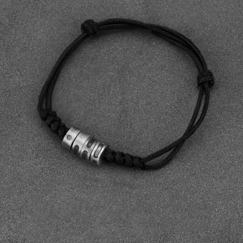 Morsecode-Armband aus Sterlingsilber mit Wachsseil
