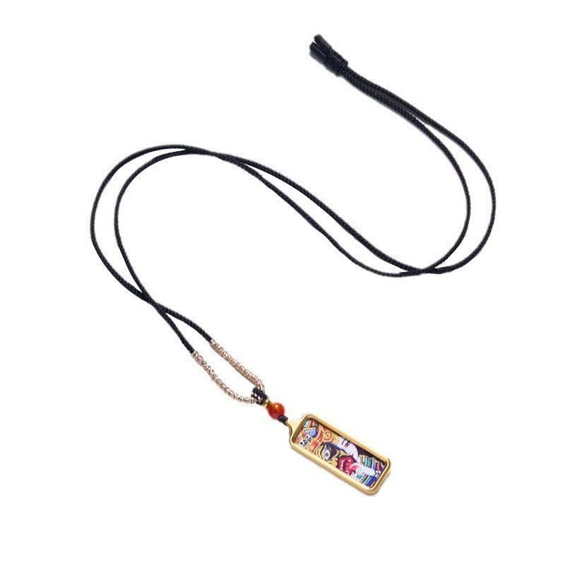 Yellow God of Wealth Nine-Tailed Fox Spiritual Necklace Pendant