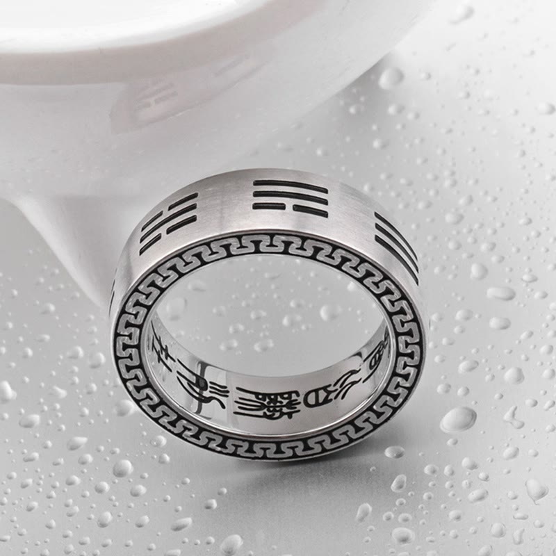 7 mm Yin Yang Bagua Titanstahl Harmoniering