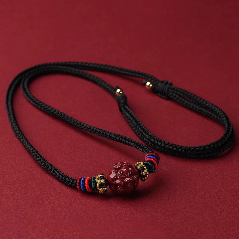 14mm Cinnabar Chinese Zodiac Blessing Necklace Pendant
