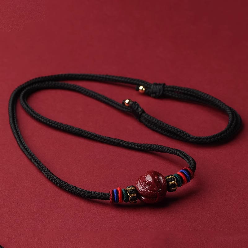 14mm Cinnabar Chinese Zodiac Blessing Necklace Pendant