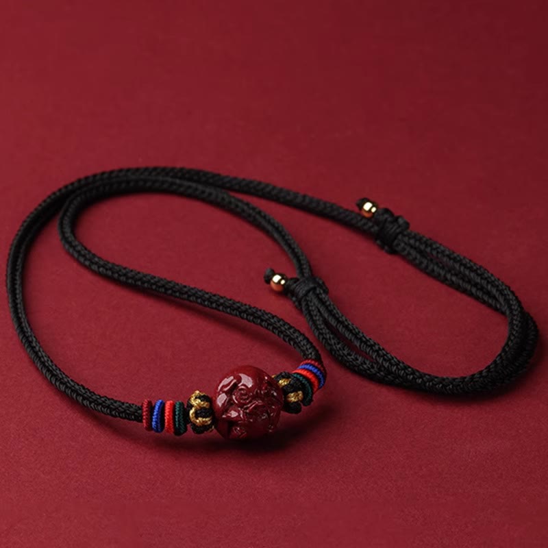 14mm Cinnabar Chinese Zodiac Blessing Necklace Pendant