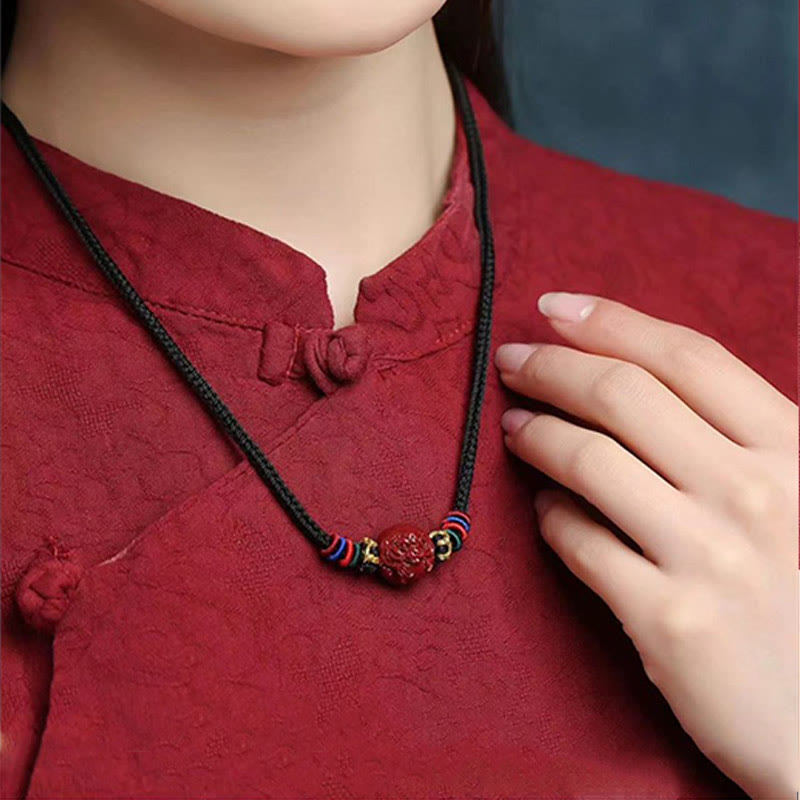 14mm Cinnabar Chinese Zodiac Blessing Necklace Pendant