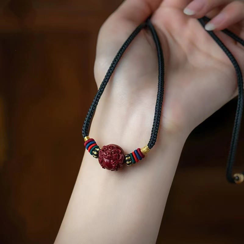 14mm Cinnabar Chinese Zodiac Blessing Necklace Pendant