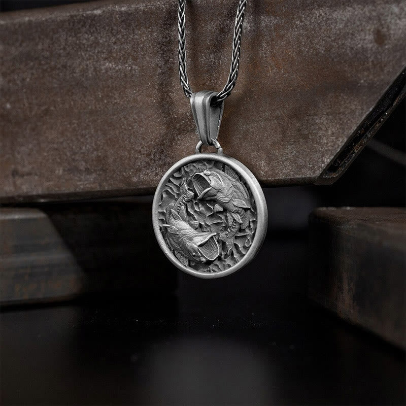 Glücksbringer-Halskette mit Koi-Fisch aus reinem Zinn für Reichtum