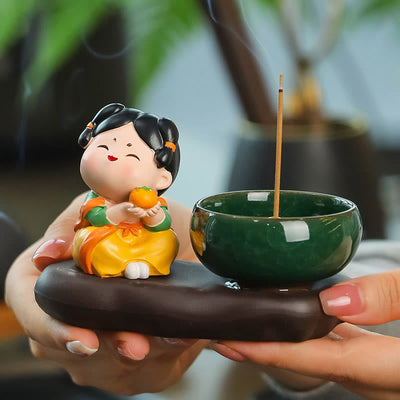 Tang Dynasty Lady Ceramic Incense Burner for Meditation
