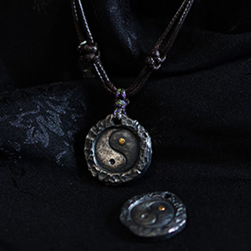 Sterling Silver Yin Yang Necklace Pendant 22x24x5mm Harmony