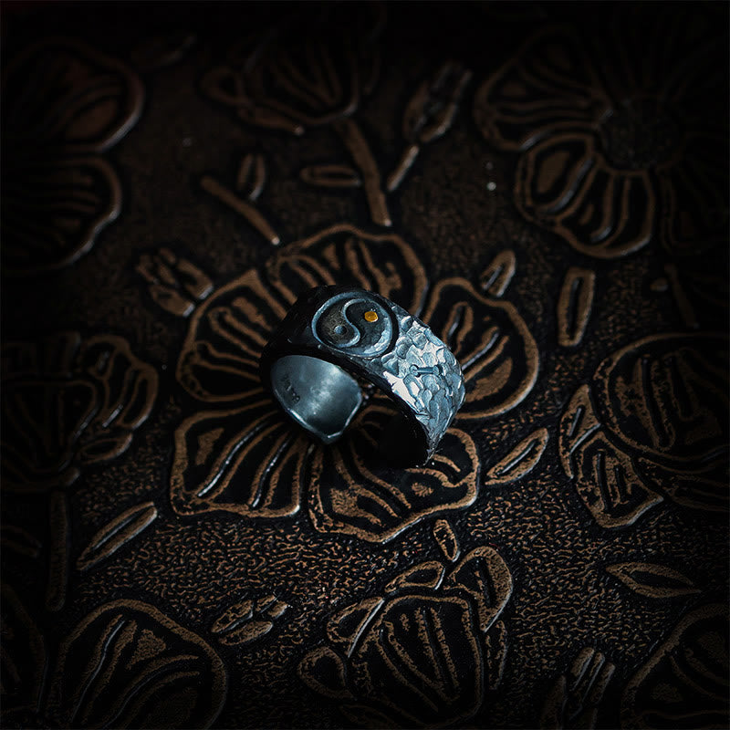 Yin-Yang-Balance-Ring aus Sterlingsilber