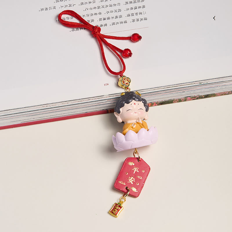 Lotus Avalokitesvara Buddha Fu Auto zum Aufhängen, 34 cm