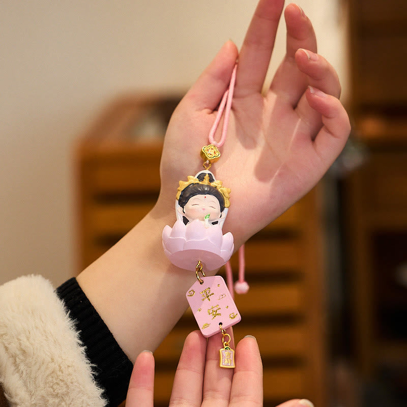 Lotus Avalokitesvara Buddha Fu Auto zum Aufhängen, 34 cm