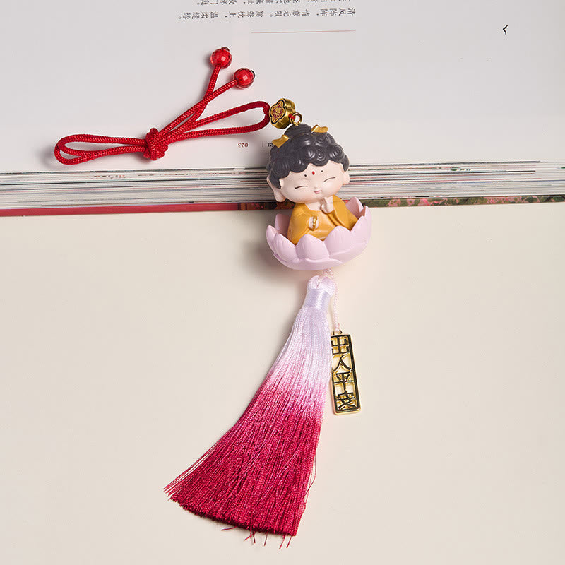 Lotus Avalokitesvara Buddha Fu Auto zum Aufhängen, 34 cm