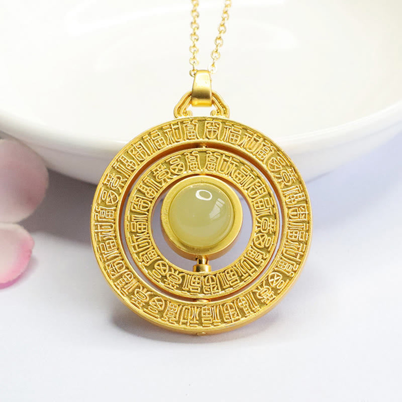 10 mm drehbarer Halskettenanhänger „Hundert Segnungen“ aus Hetian-Jade