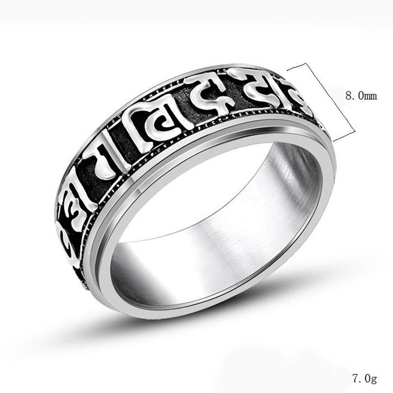 8 mm Om Mani Padme Hum Drehring aus Titanstahl