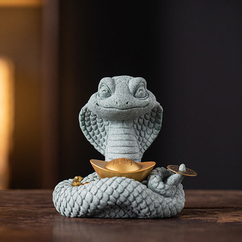 Goldbarren Schlange Chinesisches Sternzeichen Heimdekoration 10x8,7cm