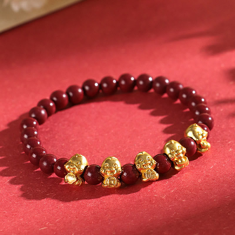 6mm Cinnabar Sterling Silver Year of the Snake Bracelet