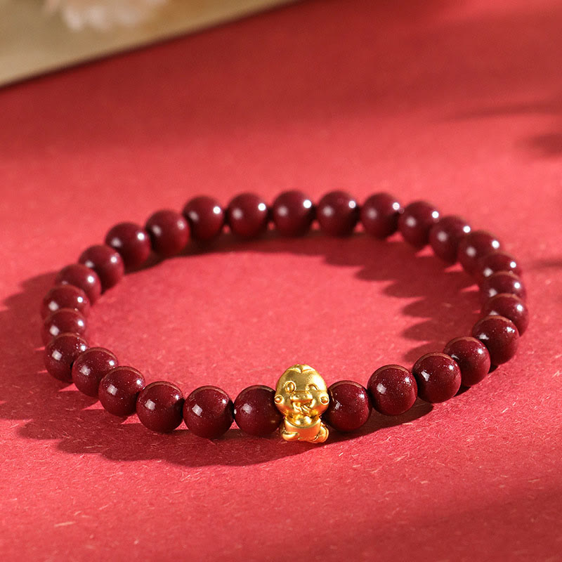 6 mm Zinnober-Armband aus Sterlingsilber „Jahr der Schlange“