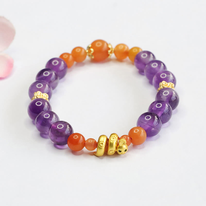 Amethyst-Gold-Seiden-Jade-Armband für Balance