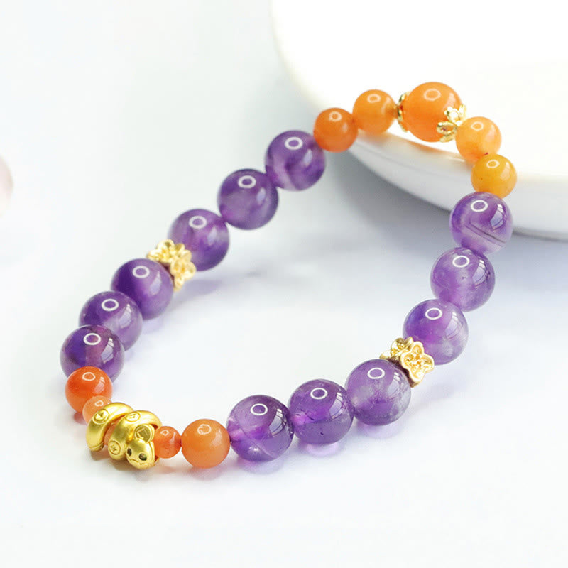 Amethyst-Gold-Seiden-Jade-Armband für Balance