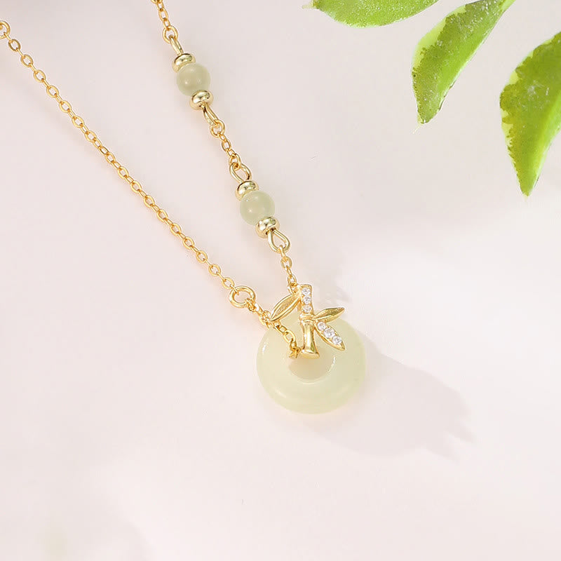 Hetian Jade Peace Buckle Necklace Pendant for Abundance