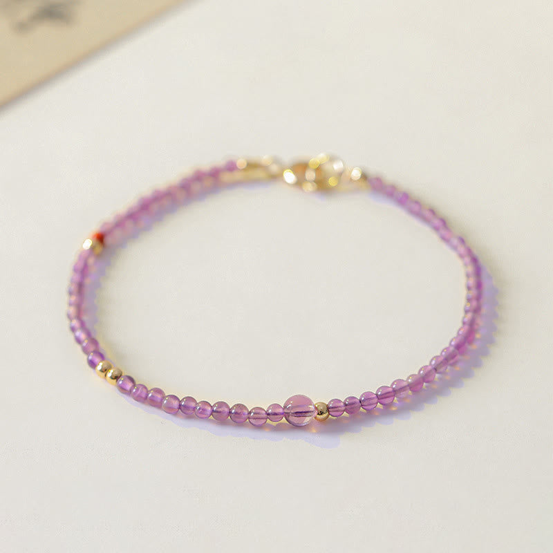 2 mm Amethyst 14 Karat vergoldetes Meditationsarmband