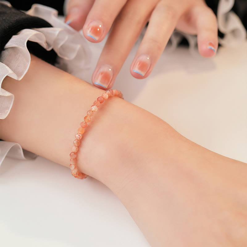 3 mm Sonnenstein-Reichtumsarmband, 14 Karat vergoldet