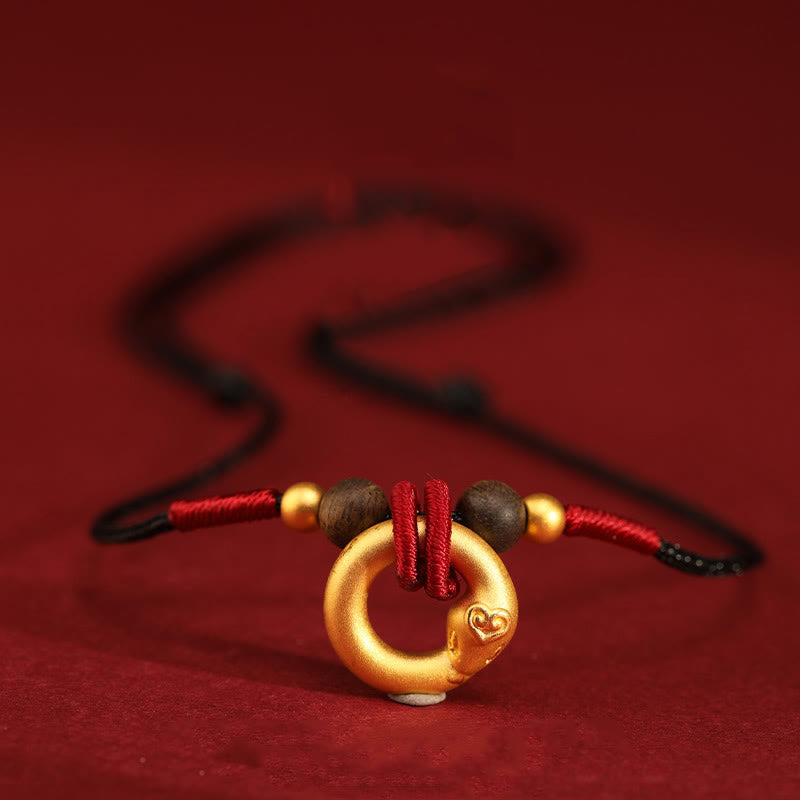 999 Gold Agarwood Year of the Snake Necklace for Protection