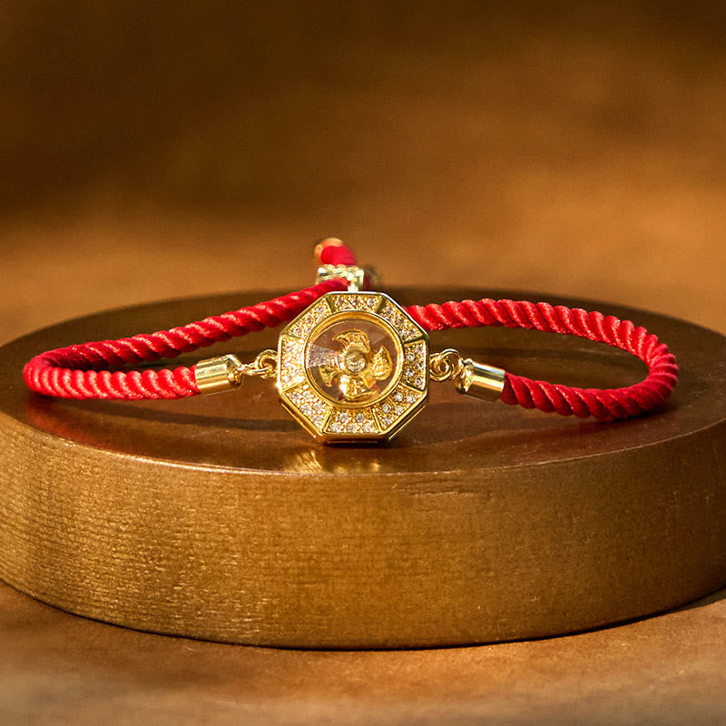Feng Shui-Armband mit Windmühle aus Kupfer und Messing mit roter Schnur