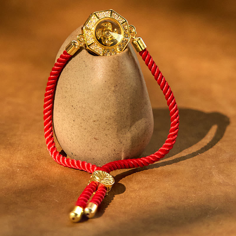 Feng Shui-Armband mit Windmühle aus Kupfer und Messing mit roter Schnur