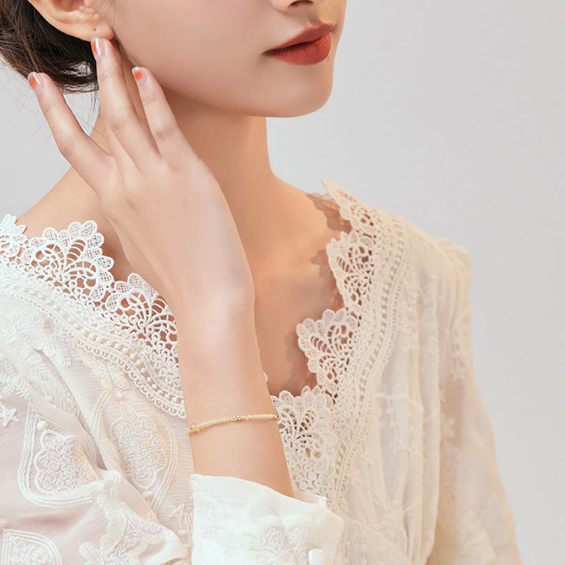 2 mm Citrin-Schutzarmband, 14 Karat vergoldet