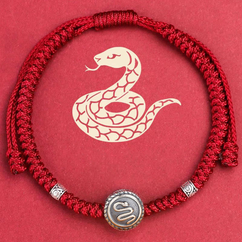 Chinesisches Sternzeichen-Armband mit roter Schnur aus Sterlingsilber