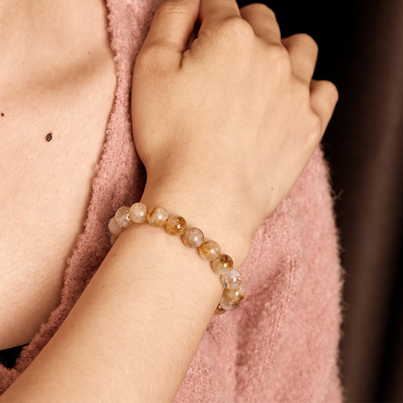 6 mm natürliches Citrin-Schneeflockenarmband für Wohlstand