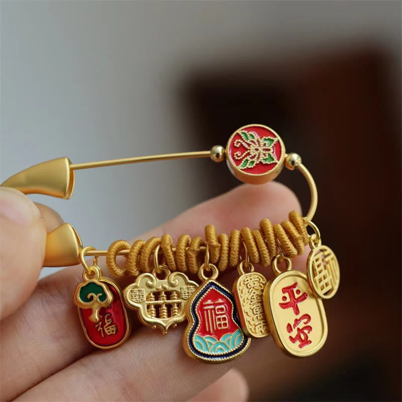 20 x 58 mm Fu-Charakter-Brosche aus Messing mit Schmetterlingsmotiv