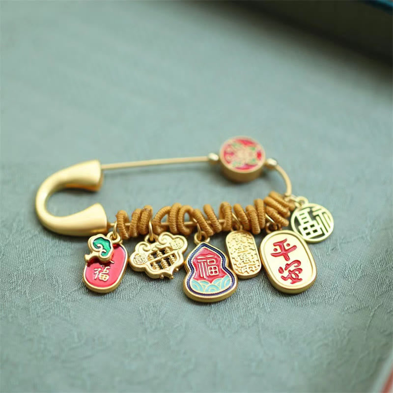 20 x 58 mm Fu-Charakter-Brosche aus Messing mit Schmetterlingsmotiv