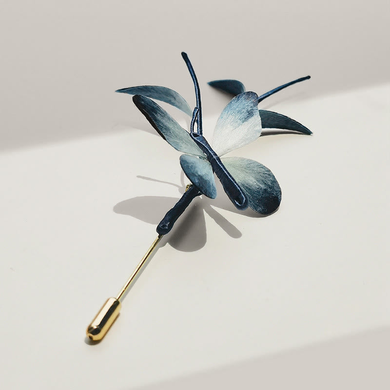 Handmade Mulberry Silk Velvet Flower Butterfly Brooch Hairpin