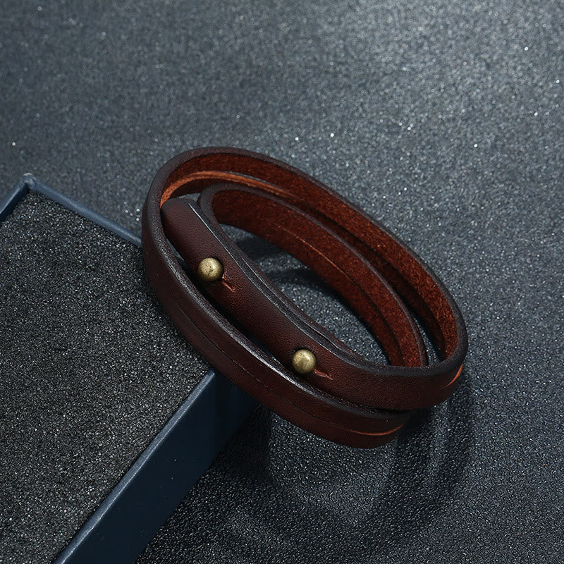 Vintage Mehrschichtiges Lederarmband mit starker Schnalle