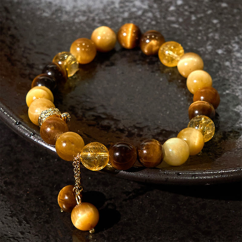 8mm Tiger Eye Citrine Protection Bracelet for Year of the Snake