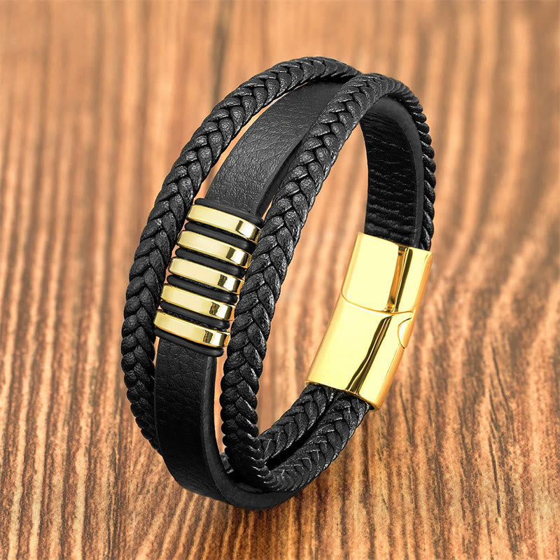 Multi-layer Leather Rope Titanium Steel Buckle Balance Spiritual Bracelet