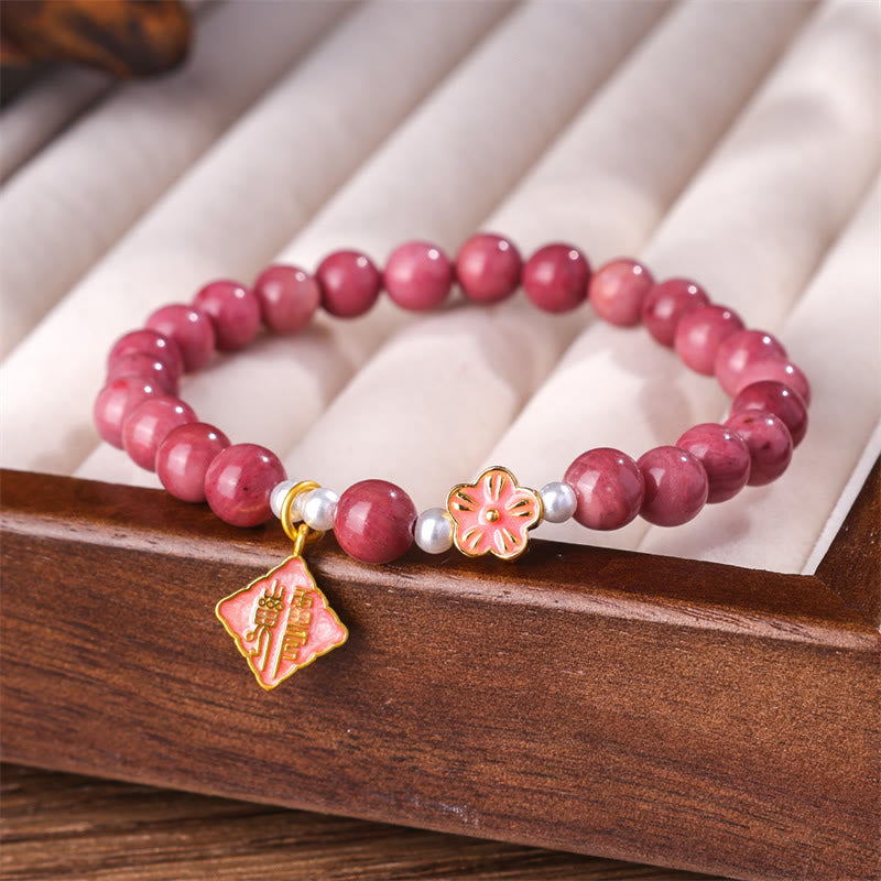 6 mm Rhodonit-Armband mit liebevoller Energie und spirituellem Charakter