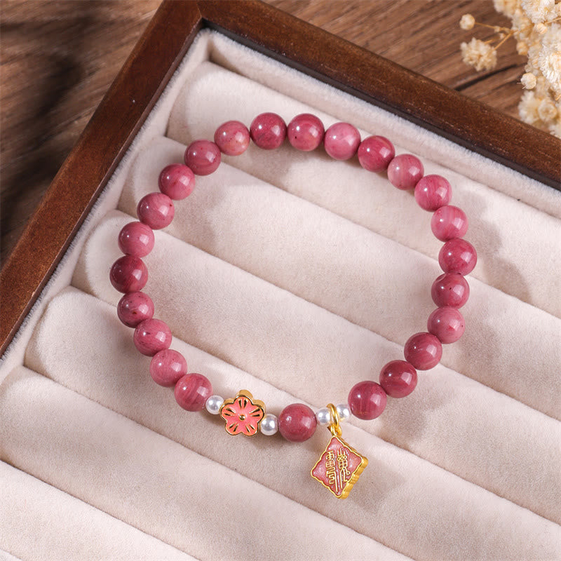 6 mm Rhodonit-Armband mit liebevoller Energie und spirituellem Charakter