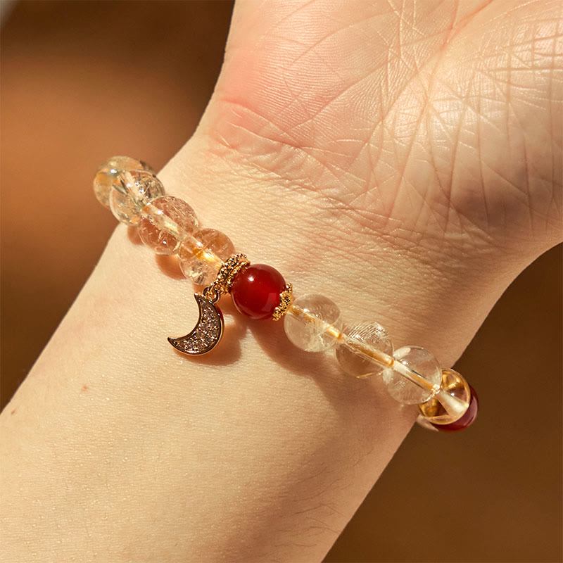 8 mm Citrin-Rot-Achat-Armband für spirituellen Wohlstand, Unisex