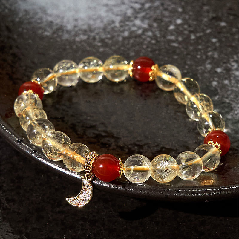 8 mm Citrin-Rot-Achat-Armband für spirituellen Wohlstand, Unisex