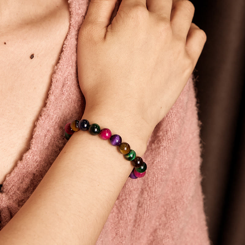 8 mm Tigerauge Resolve Courage Armband für Stärke