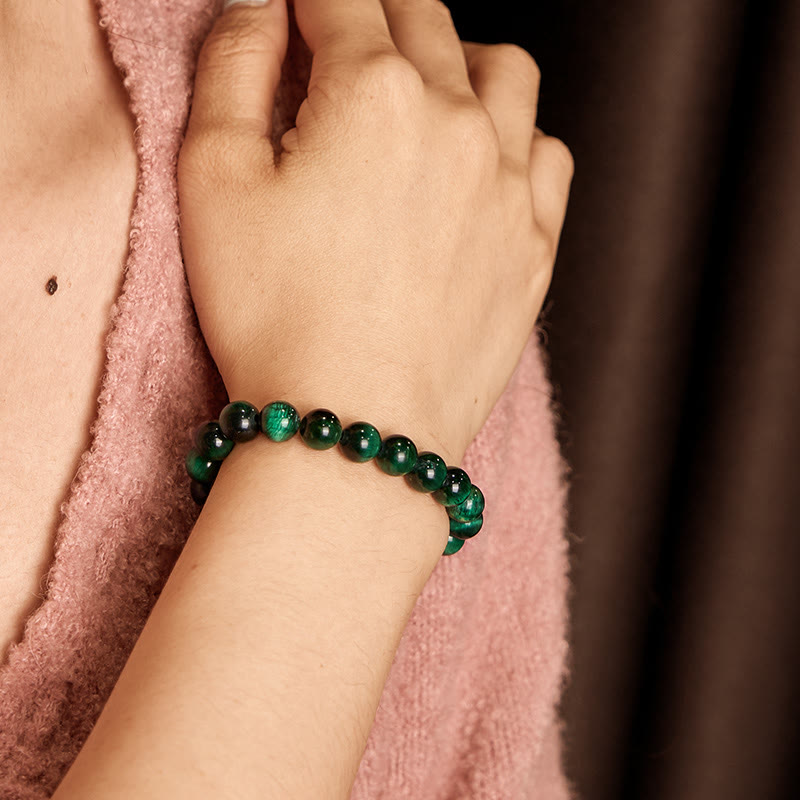 8 mm grünes Tigerauge-Wachstumsheilungsarmband