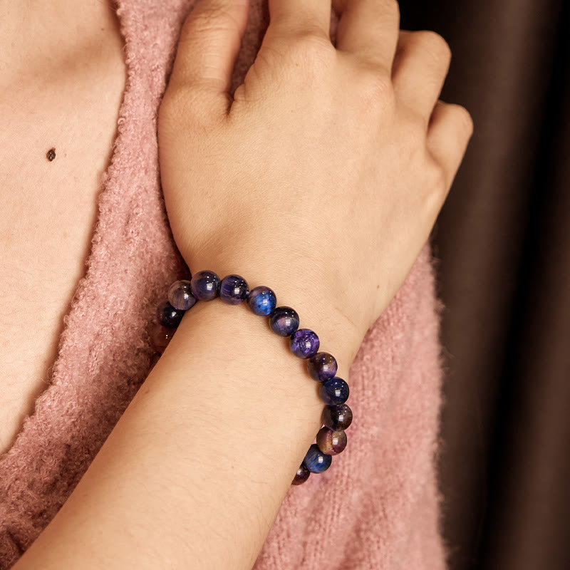 8 mm natürliches Tigerauge-Schutz-Stärkearmband