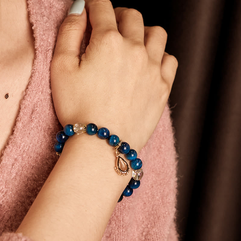 8 mm Armband mit blauem Tigerauge und weißem Kristall