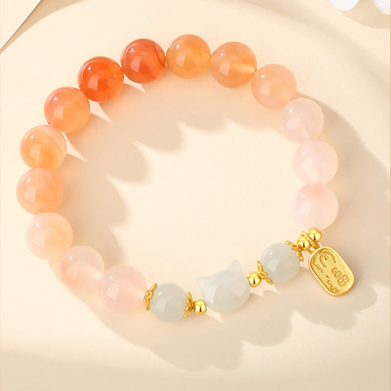 Rotes Achat-Hetian-Jade-Katzen-Fu-Vertrauensarmband
